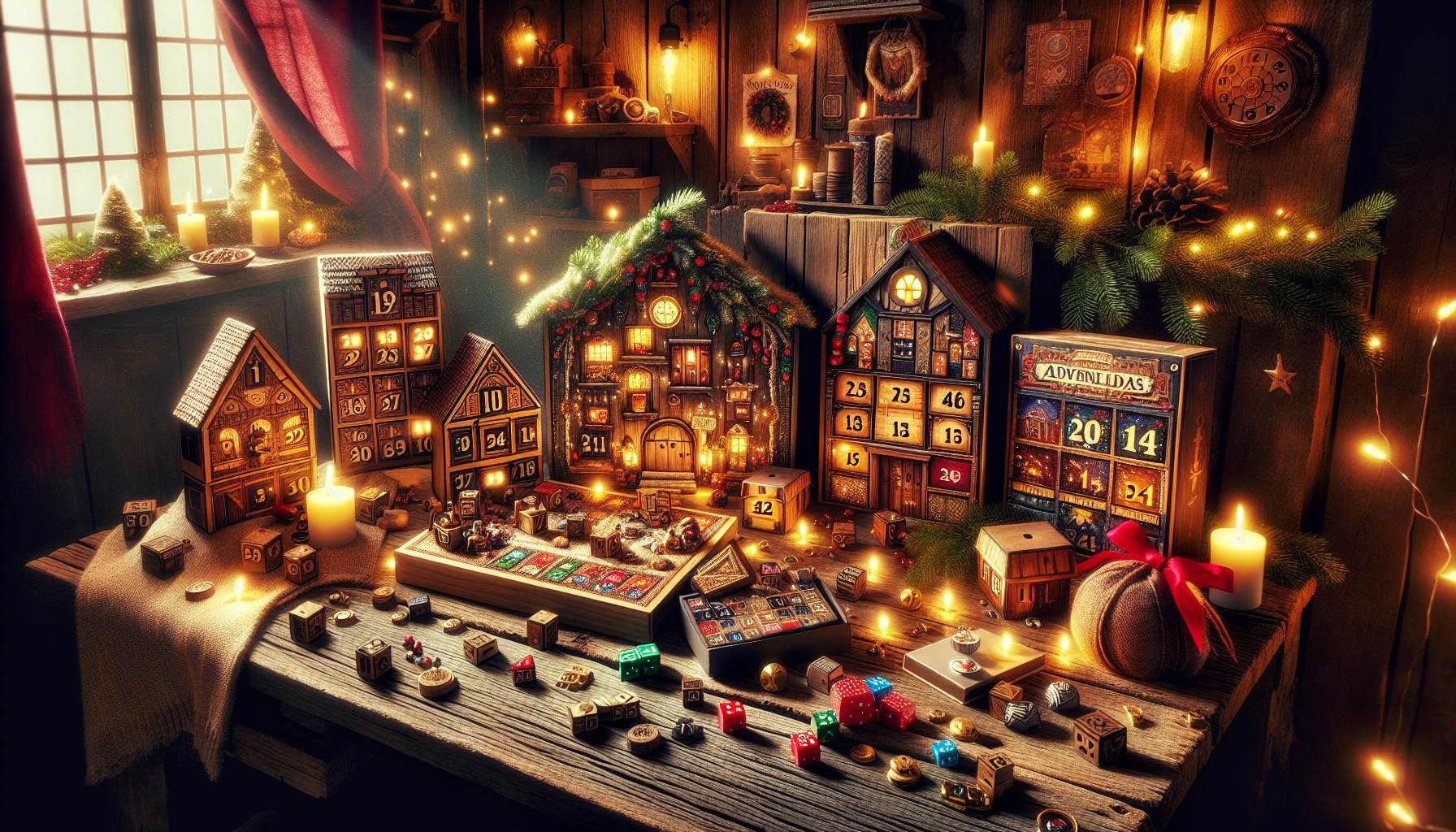 Swedish-style advent calendars with gaming themes, festive decor, and Gamedungeon.se site on laptop, perfect for unique holiday countdown ideas.