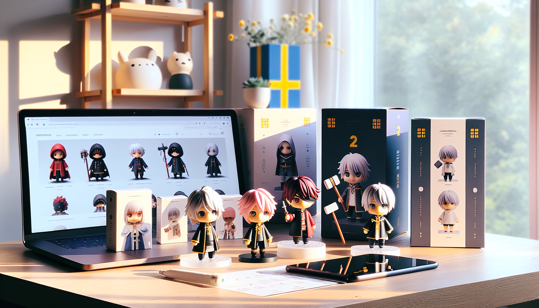 Jujutsu Kaisen‑inspirerade Nendoroid‑figurer på stilren svensk hylla, produktfoto för komplett guide hos Nerdbutiken.se