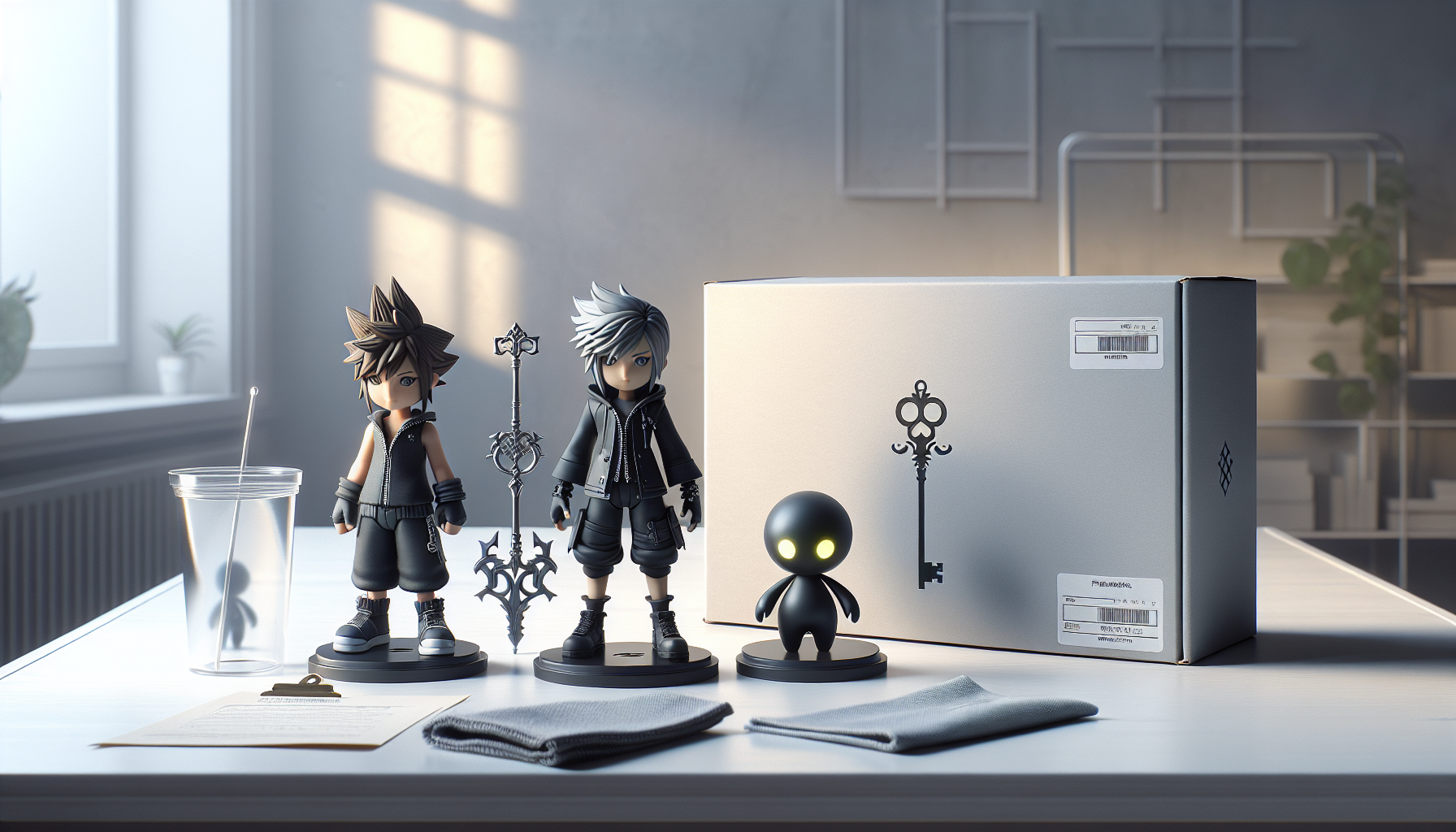 Tre Funko Pop-inspirerade fantasyfigurer med samlarboxar (Exclusive/Chase), skyddsfodral och “Förhandsboka”-etikett i skandinavisk e-handelstil.